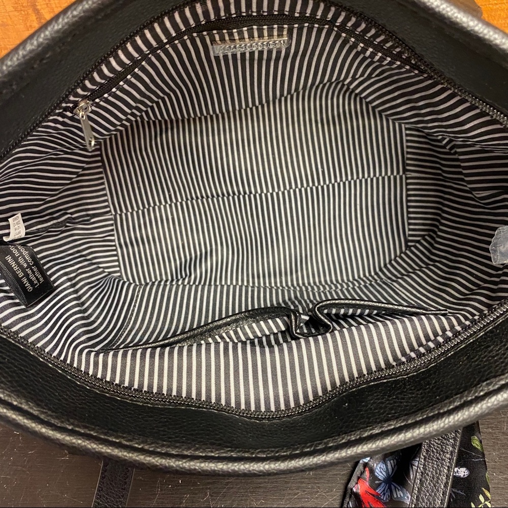 Giani Bernini Leather Shoulder Bag w Scarf - Black - Picture 5 of 6